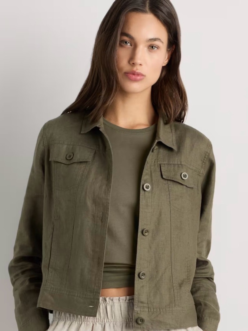 Quince European linen oliveGreen Women's  Jacket EUC